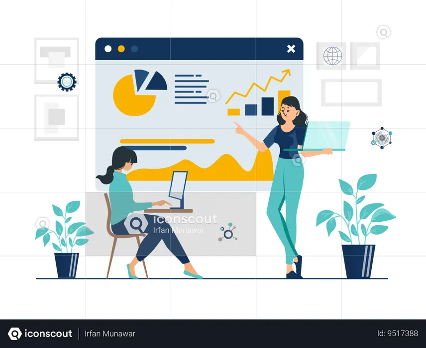 Data scientist team making growth presentation  Illustration