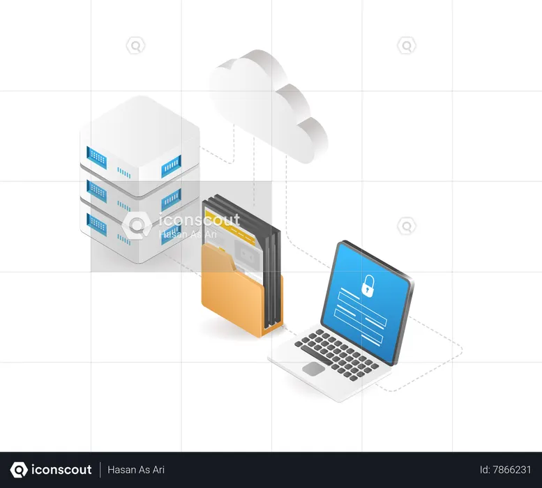 Data security network is stored in the cloud server  Illustration