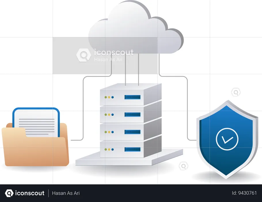 Data security stored on cloud server  Illustration