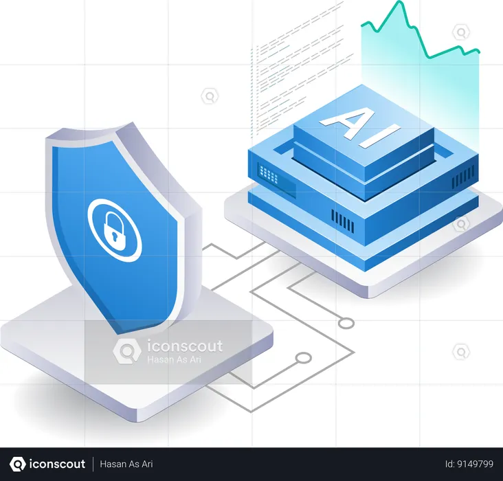 Data security with artificial intelligence technology  Illustration