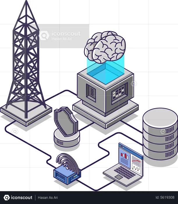 Data server and internet  Illustration