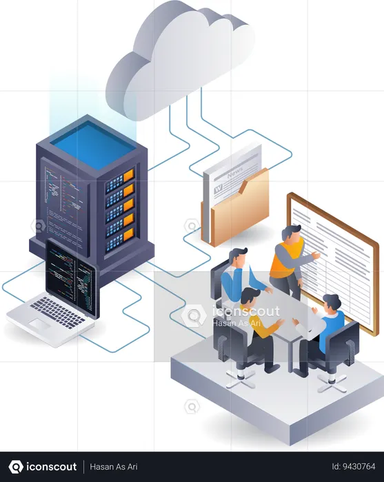 Data server web application system development team  Illustration