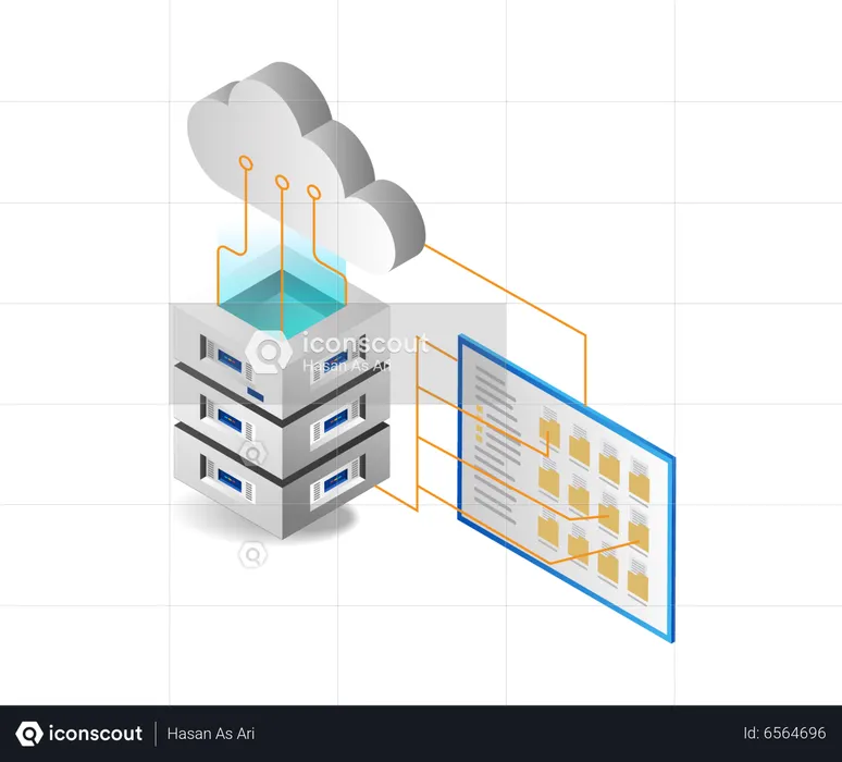 Data Storage Network In Cloud Server  Illustration