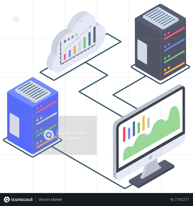 Database Cloud Server Connectivity and Analytics  Illustration