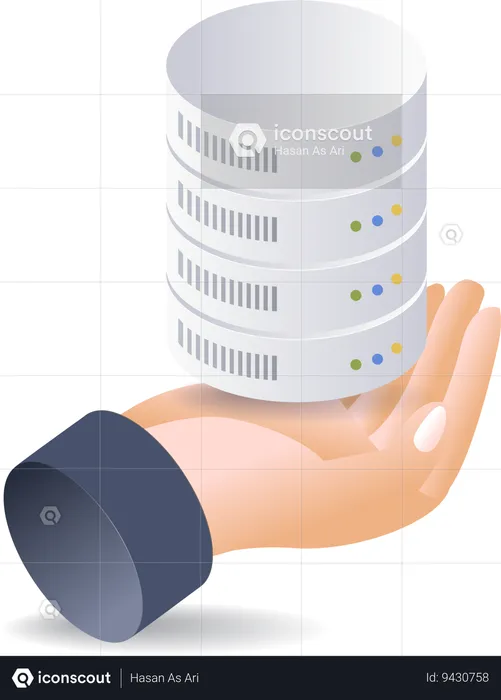 Database control in hand  Illustration