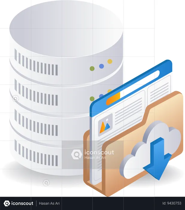 Database folder server technology  Illustration