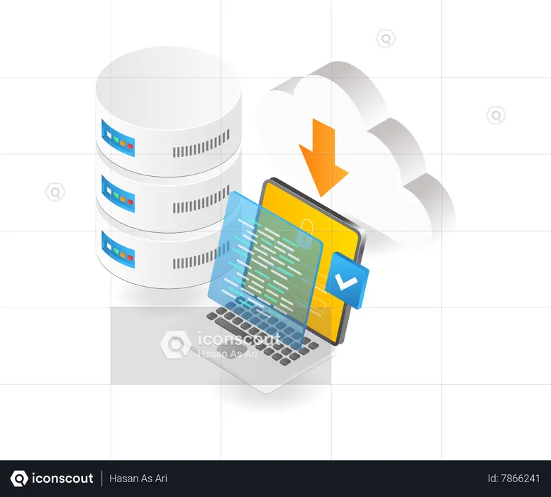 Database server cloud security programming language  Illustration