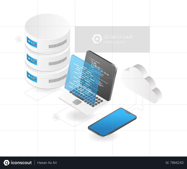 Database server programming language network  Illustration