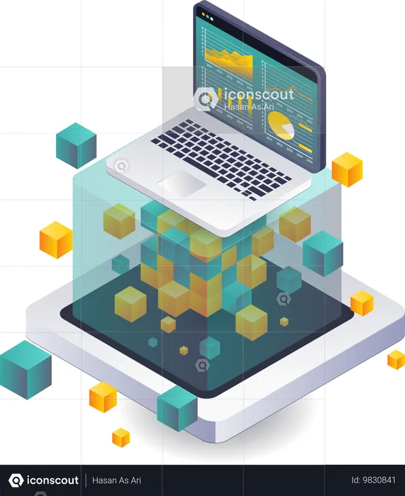 Datenanalyse in der Entwicklung der Blockchain-Technologie  Illustration