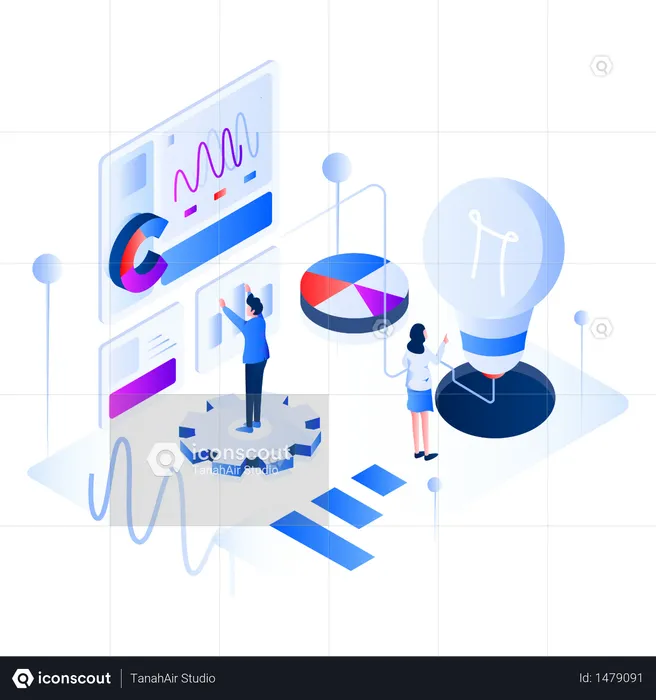 Datenanalyse isometrisch  Illustration