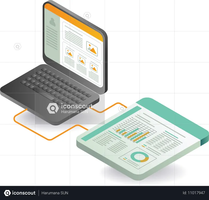 Datenanalyse-Technologie und Dashboard-Monitor-Bildschirm  Illustration