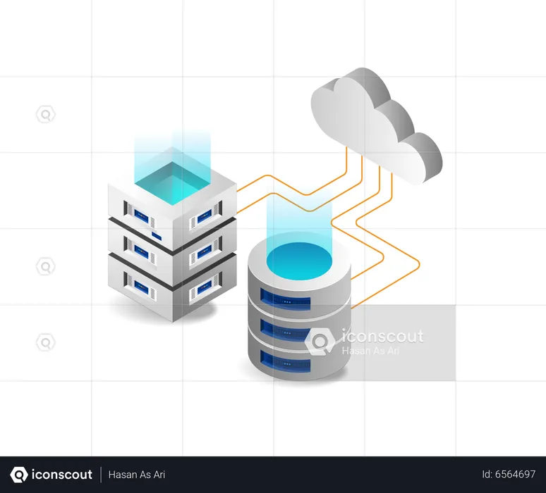 Datenbank-Speichernetzwerk und Cloud-Server  Illustration