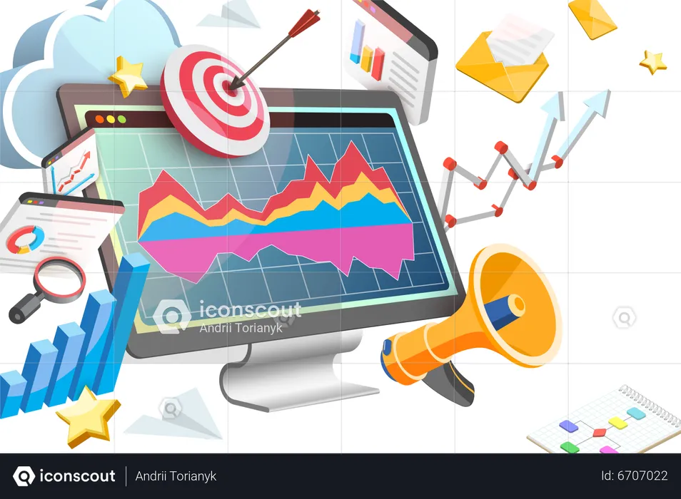 Datengesteuerte Social-Media-Strategie  Illustration