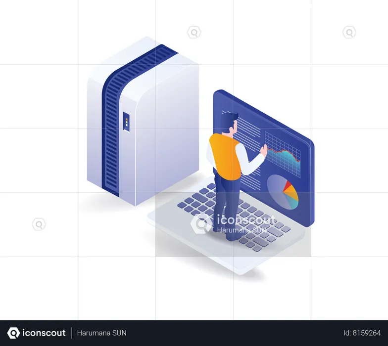 Datos de análisis del servidor empresarial  Ilustración
