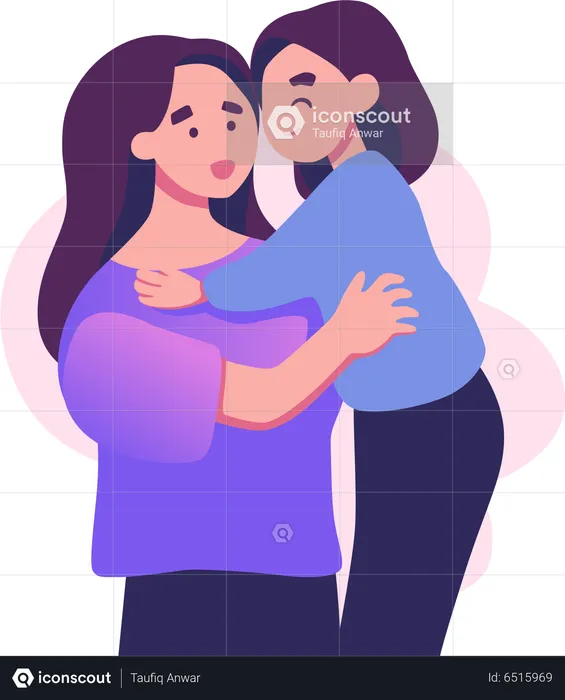 Daughter hugging with mother  Illustration