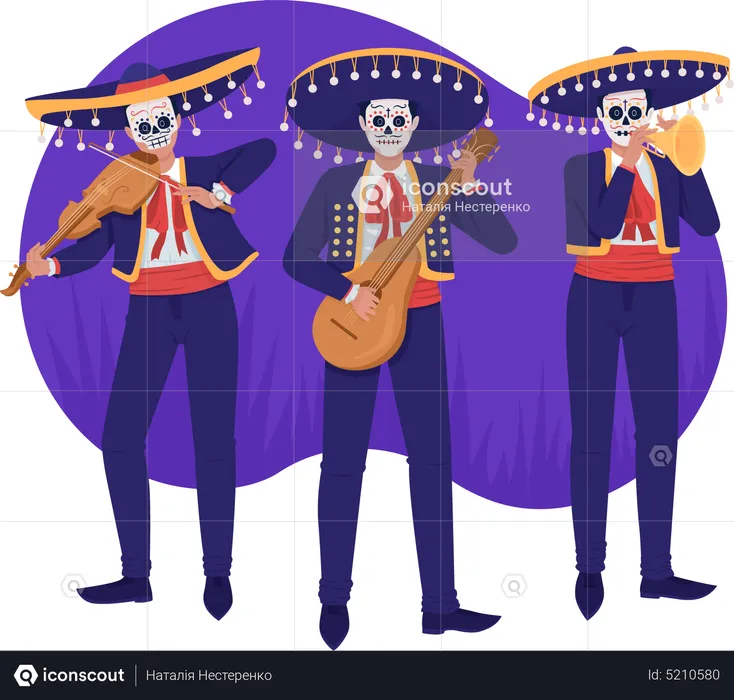 Day of dead musicians  Illustration