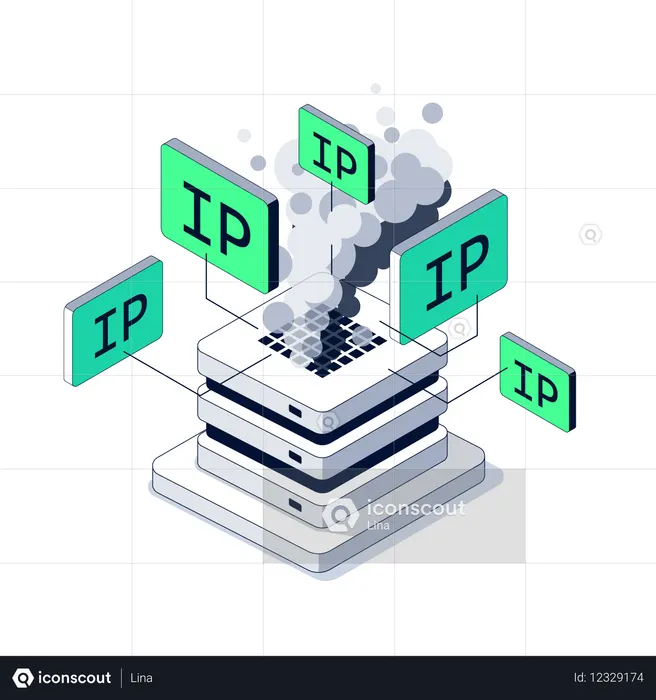 DDoS attack overloads server with multiple IP requests  Illustration