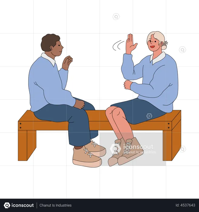 Deaf people communicating using sign language  Illustration