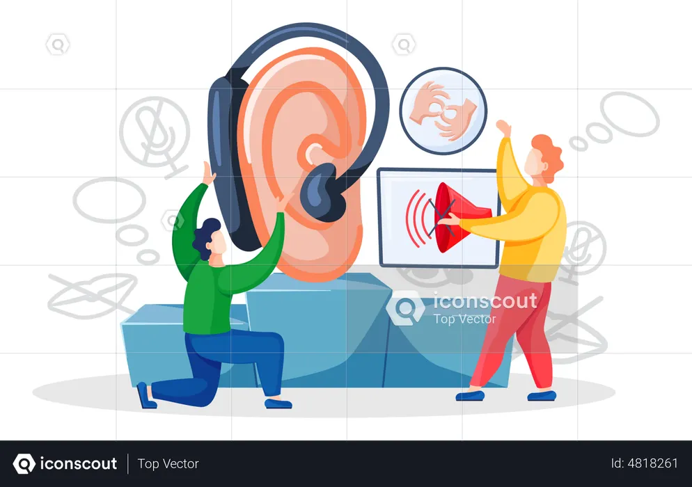 Deaf people learn sign language  Illustration