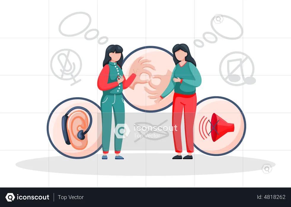 Deaf Women Learning sign languages  Illustration