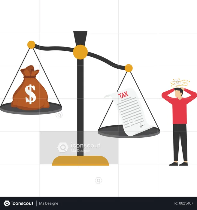 Debt and taxes outweigh income  Illustration