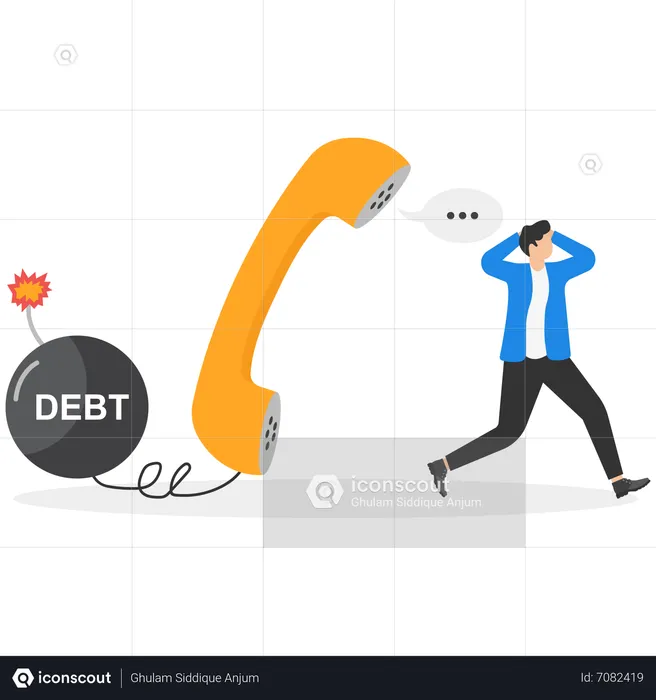 Debt payment notification via phone call  Illustration