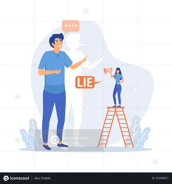 Deceitful man telling lies  Illustration