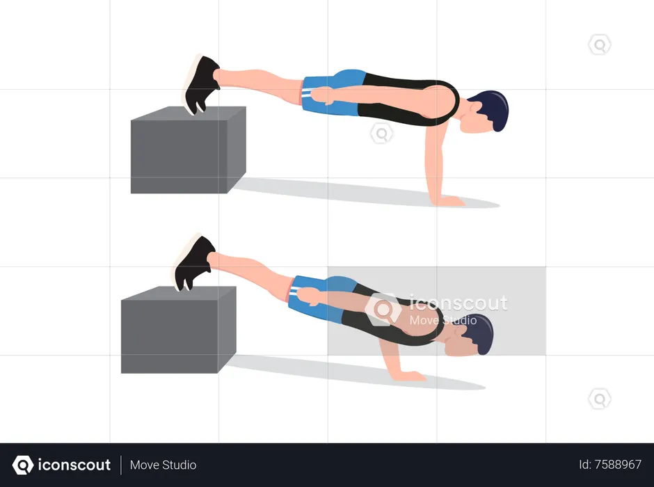 Decline one-arm push-up  Illustration