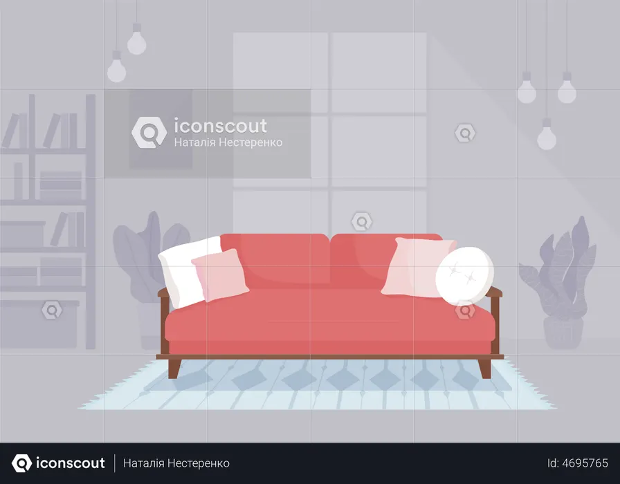Decoração de sala de estar  Ilustração