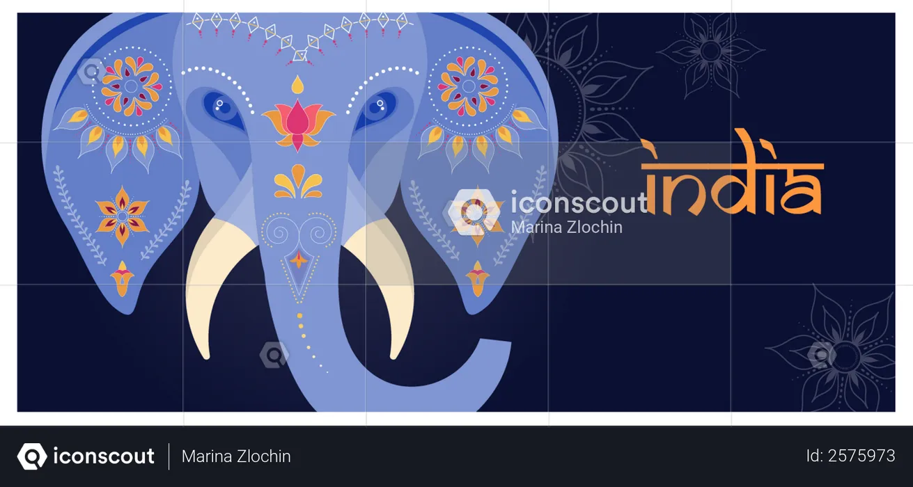 Decorated Indian elephant  Illustration