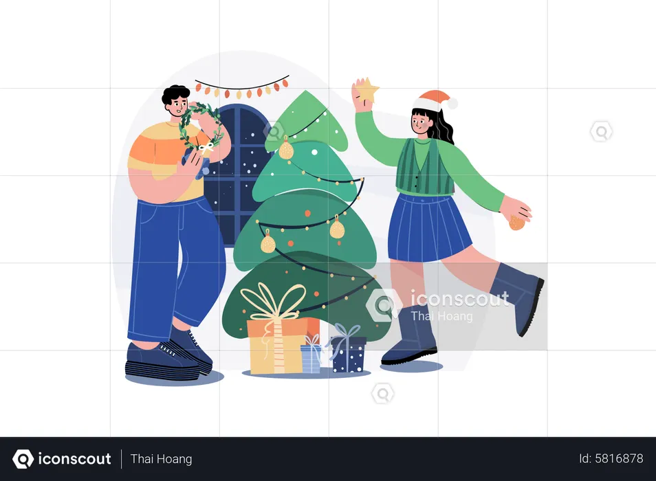 Decoration Of Christmas Tree  Illustration