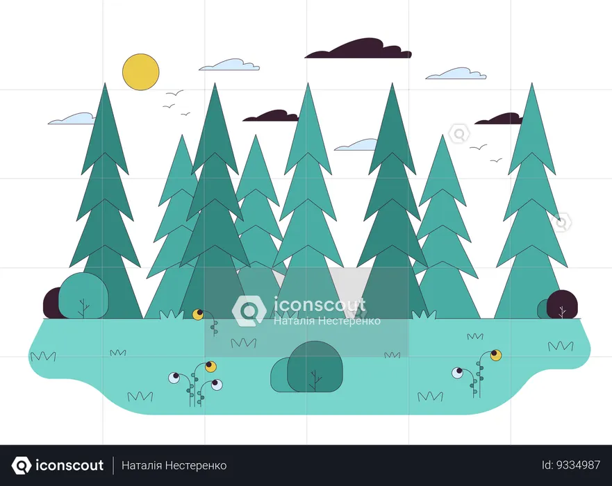 Deep pine forest  Illustration