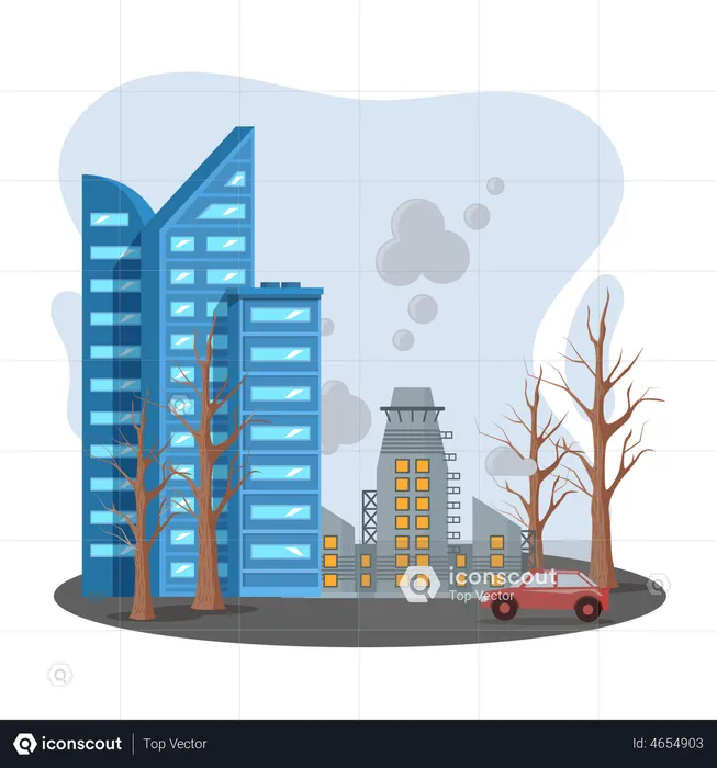 Deforestation caused due to urban development  Illustration