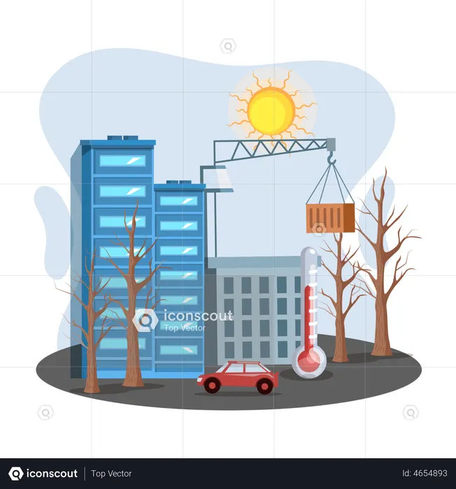 Deforestation causing rising in temperature  Illustration