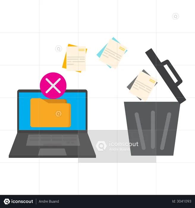Delete folder from computer  Illustration