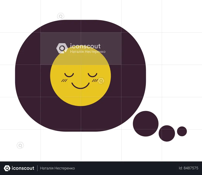 Delighted emoji in thought bubble  Illustration