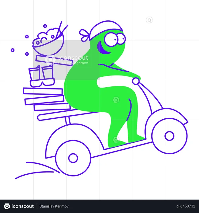 Delivering food on scooter  Illustration