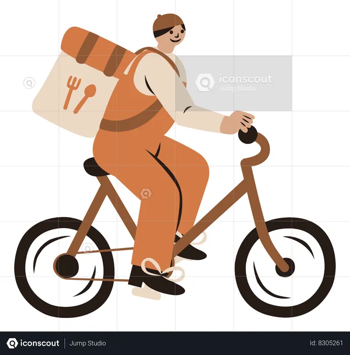 Delivering food using bicycle  Illustration