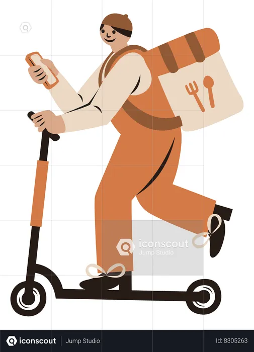 Delivering food using scooter  Illustration