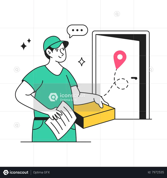 Delivery At Door  Illustration