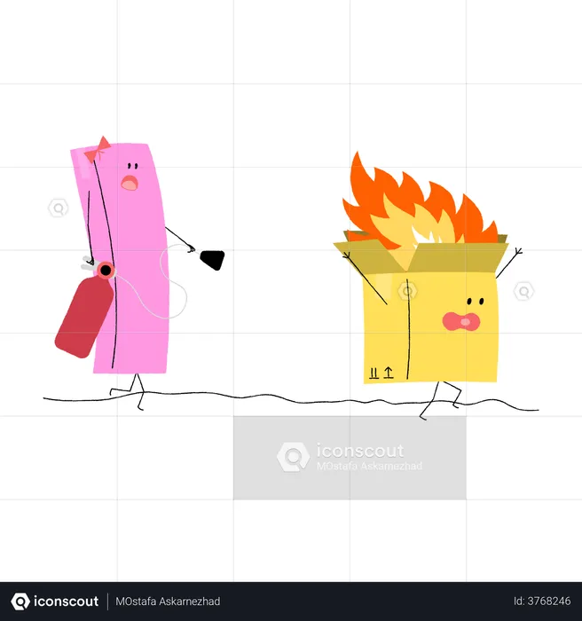 Delivery Box on fire  Illustration