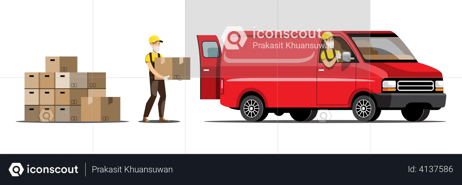 Delivery Boxes Loading  Illustration