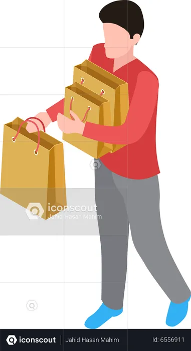 Delivery Boy Deliver Bag  Illustration