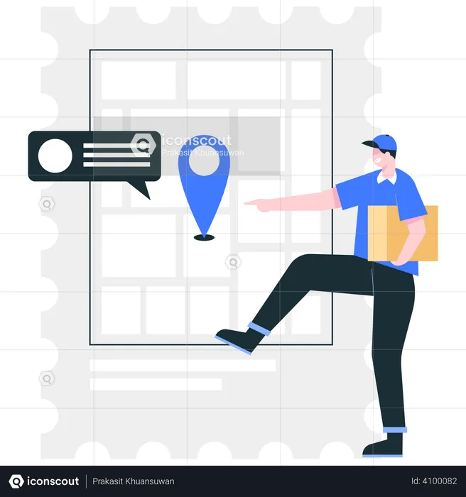 Delivery boy finding location  Illustration