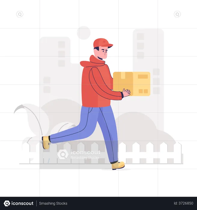 Delivery Boy going to delivery parcel  Illustration