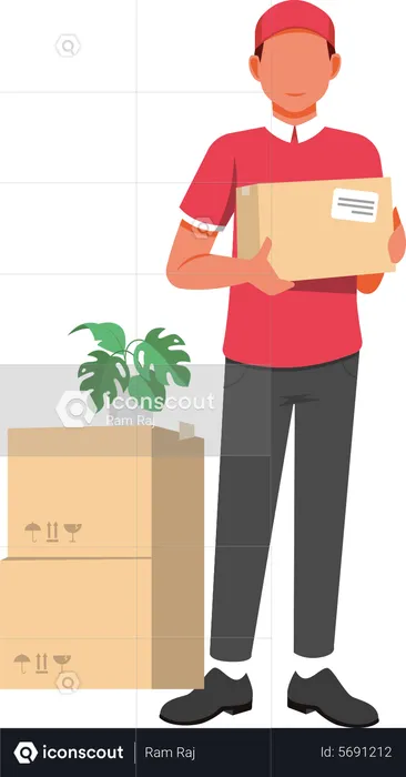 Delivery boy hold on parcel package  Illustration