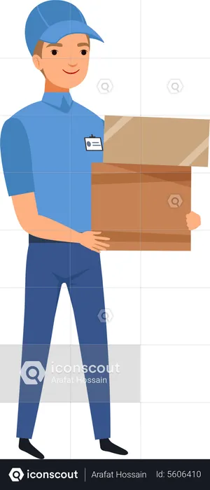 Delivery boy holding box  Illustration