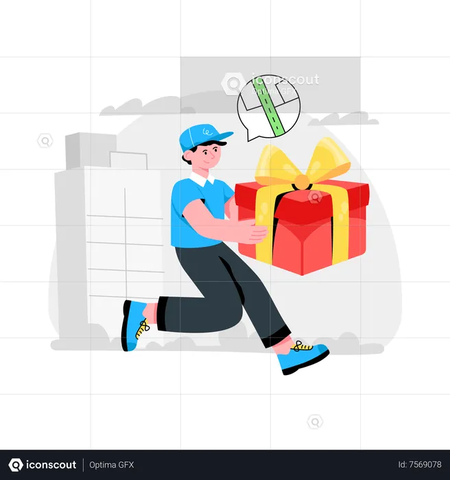 Delivery boy holding gift box and doing Gift Delivery  Illustration