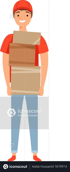Delivery boy holding parcel  Illustration