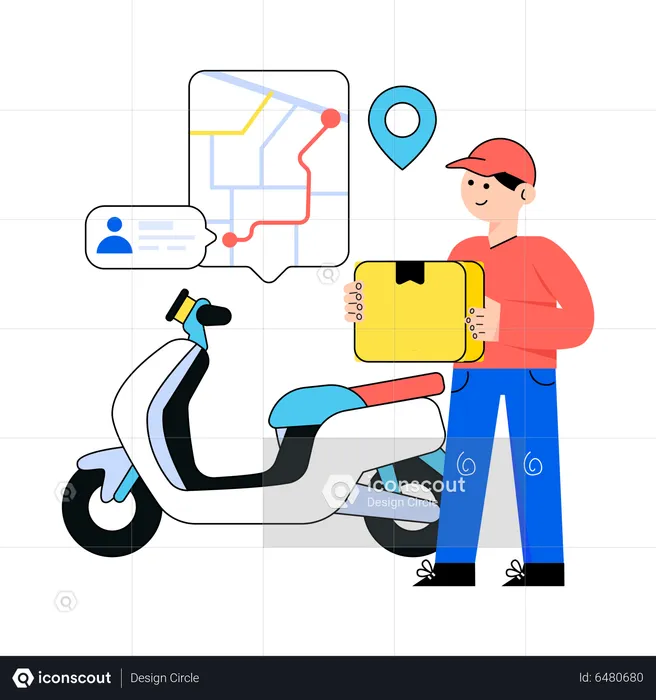Delivery boy reached delivery location  Illustration